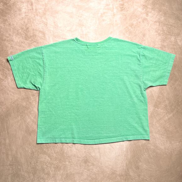 Vintage Y2K Dolphin Print Cropped T-Shirt Green Tropical Vacation Coastal Surfer - Picture 3 of 7